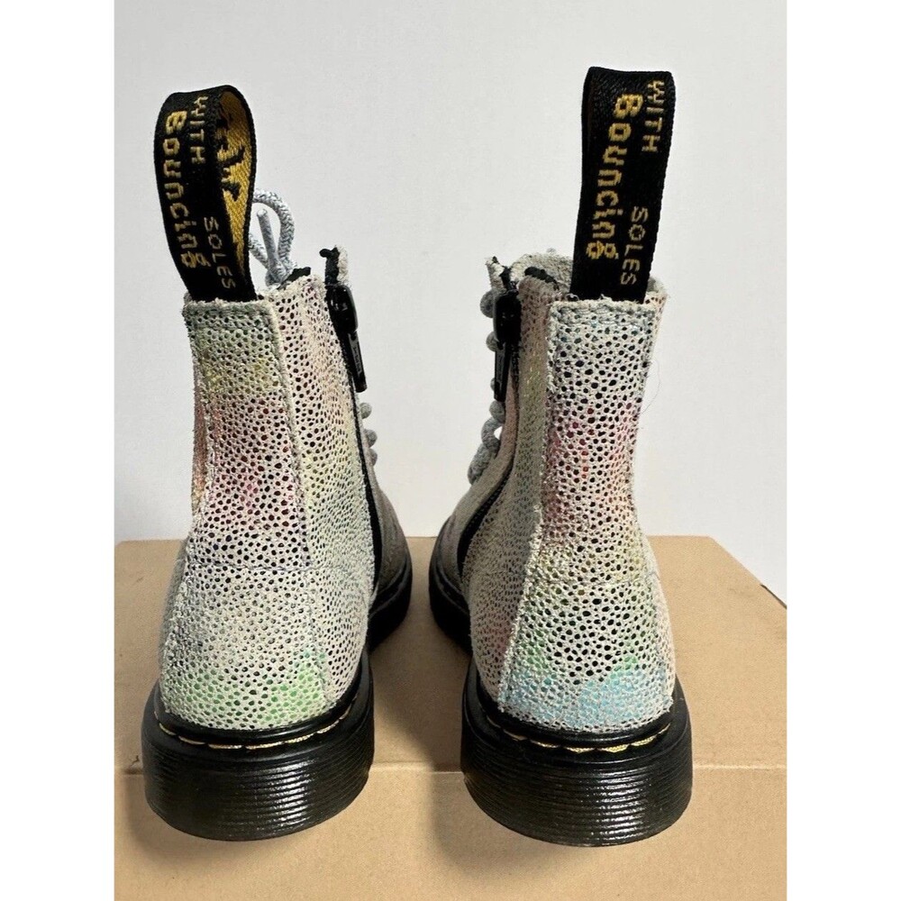 Dr Martens 1460 Pascal J Youth 11 Iridescent Glitter Rainbow Boots - Picture 3 of 8